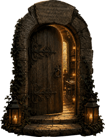 A warmly lit doorway into the Secret Place